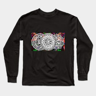 White Ink Triple Mandala Long Sleeve T-Shirt